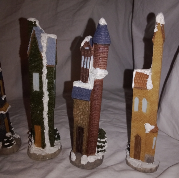 Christmas Village Pencil Townhouses Decor 6" Tall - Picture 6 of 8